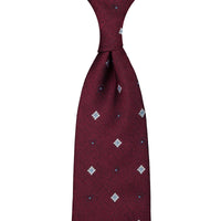 Floral Herringbone Jacquard Silk Tie - Burgundy