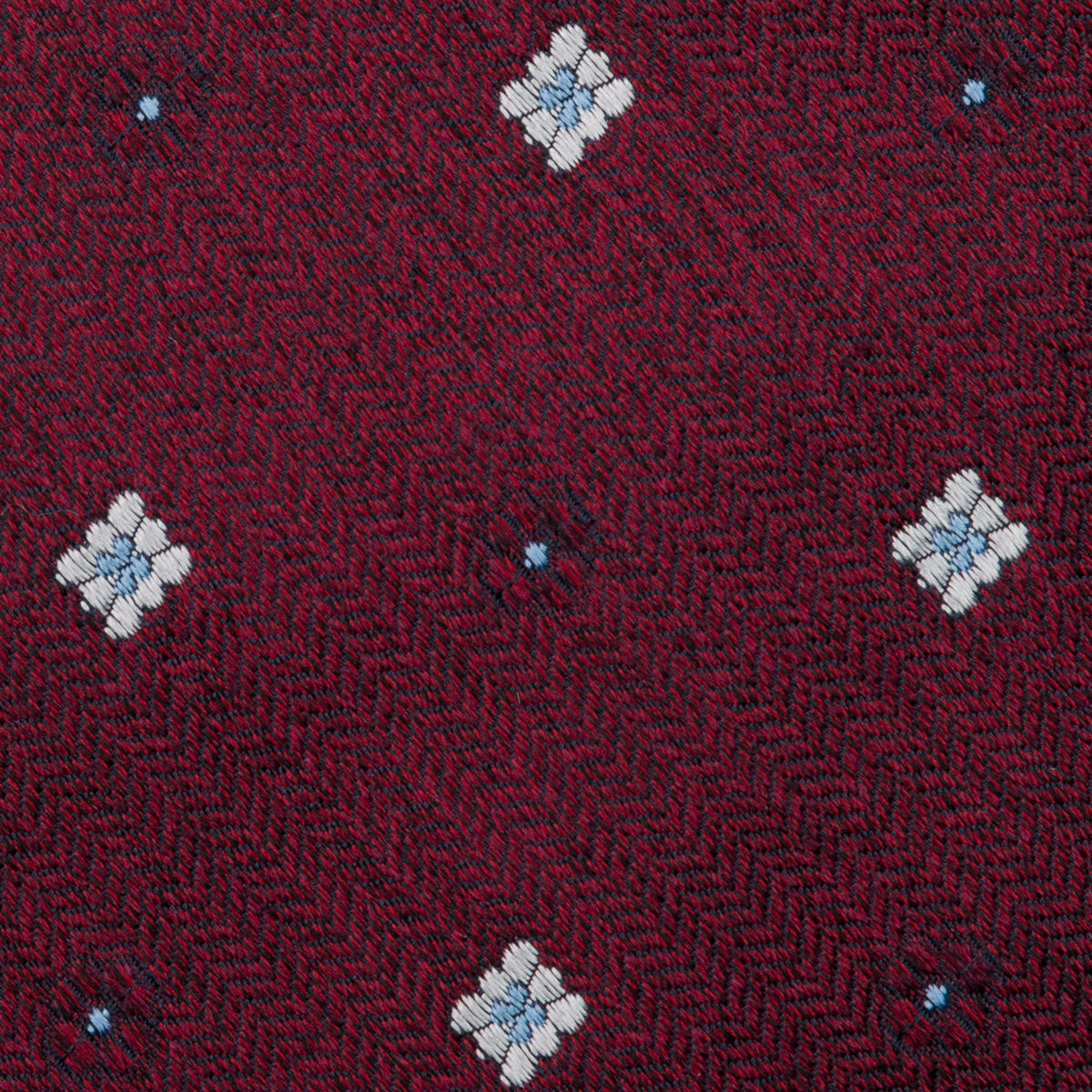 Floral Herringbone Jacquard Silk Tie - Burgundy