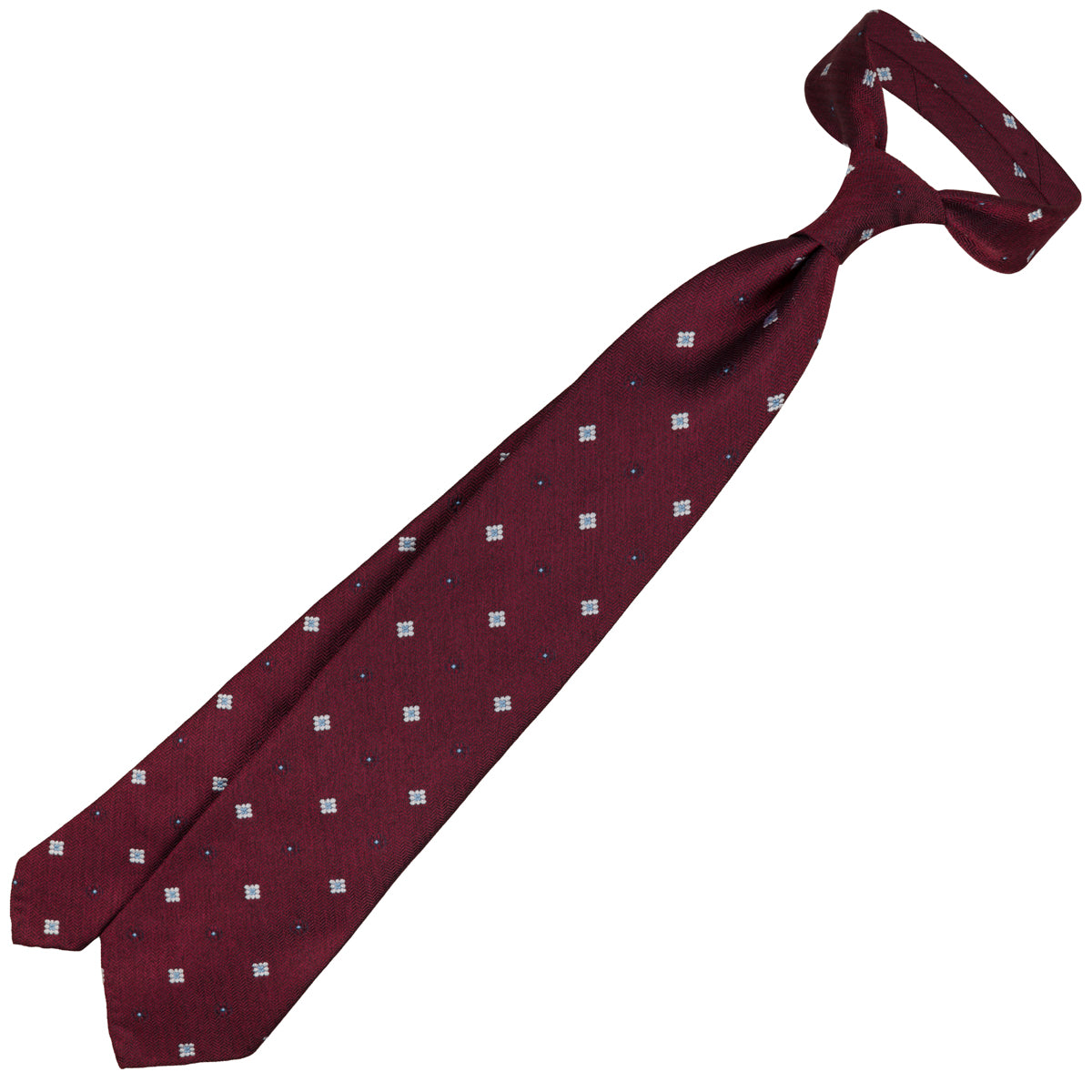 Floral Herringbone Jacquard Silk Tie - Burgundy