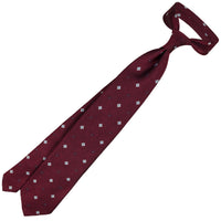 Floral Herringbone Jacquard Silk Tie - Burgundy