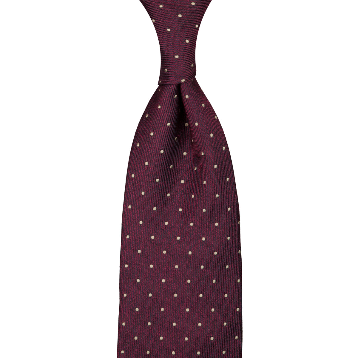 Dotted Jacquard Silk Tie - Burgundy Mottled - Hand-Rolled
