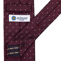 Dotted Jacquard Silk Tie - Burgundy Mottled - Hand-Rolled