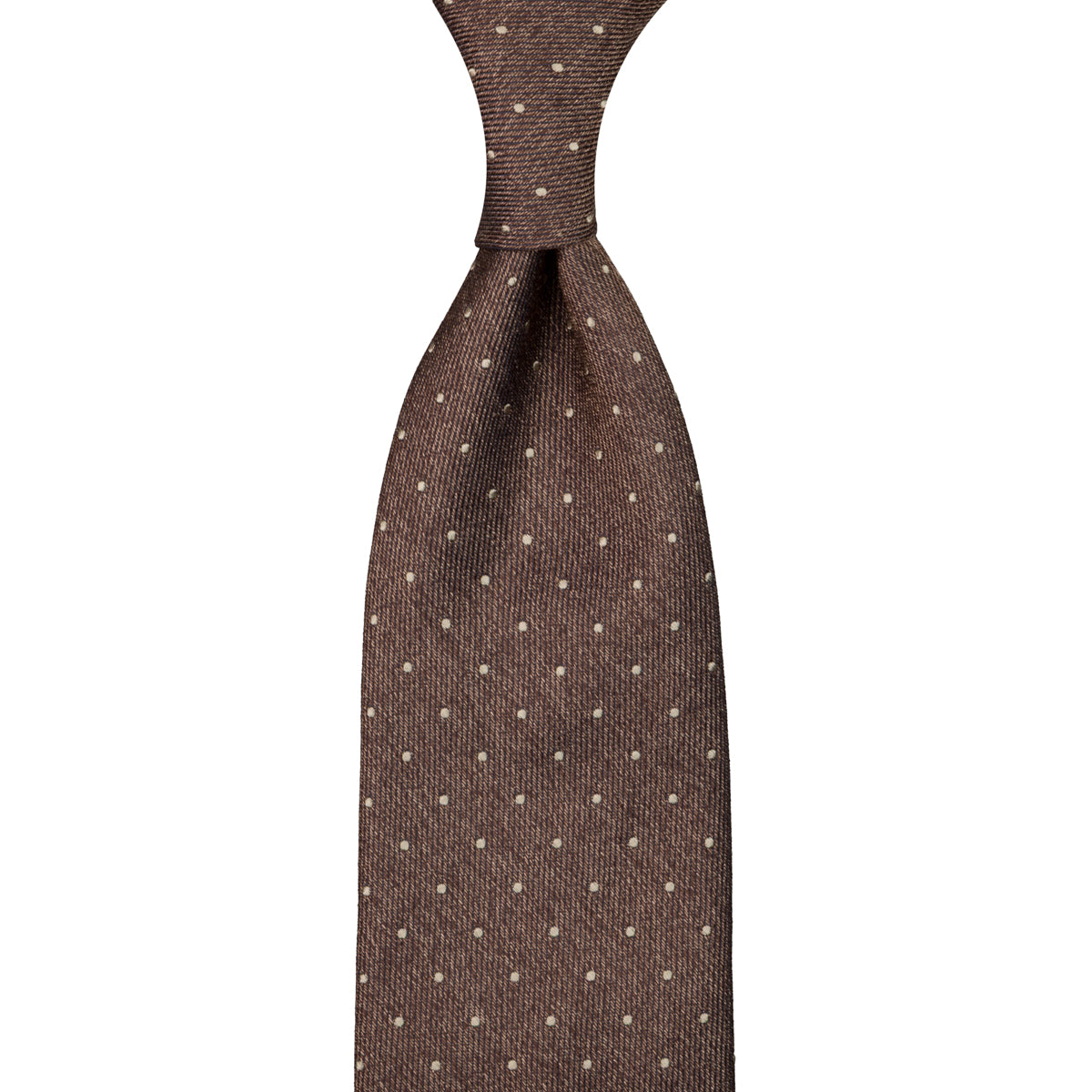 Dotted Jacquard Silk Tie - Brown Mottled - Hand-Rolled