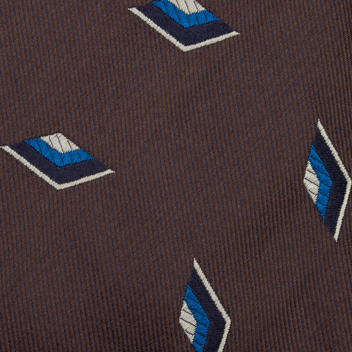 Geometrical Jacquard Silk Tie - Chocolate - Hand-Rolled