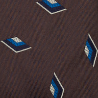 Geometrical Jacquard Silk Tie - Chocolate - Hand-Rolled