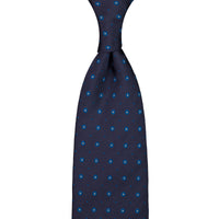 Floral Jacquard Silk Tie - Navy - Hand-Rolled