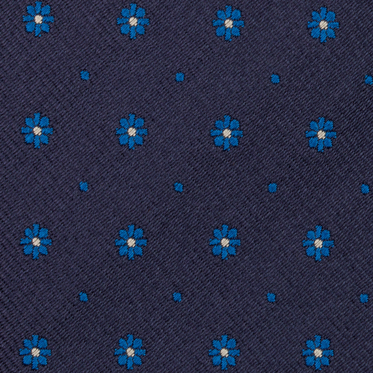 Floral Jacquard Silk Tie - Navy - Hand-Rolled