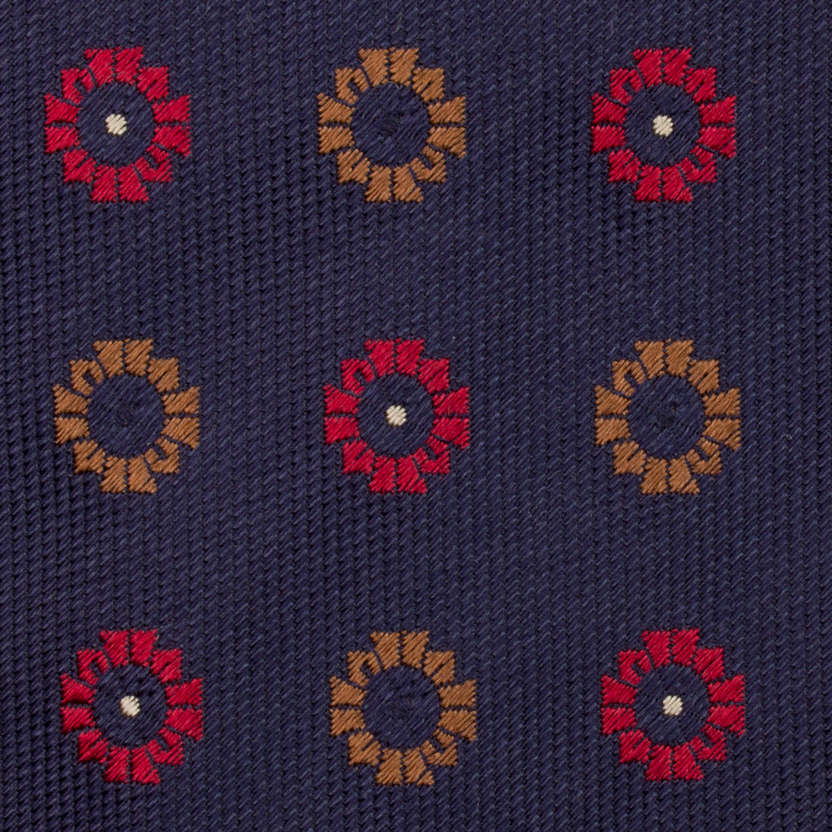 Floral Jacquard Silk Tie - Navy - Hand-Rolled