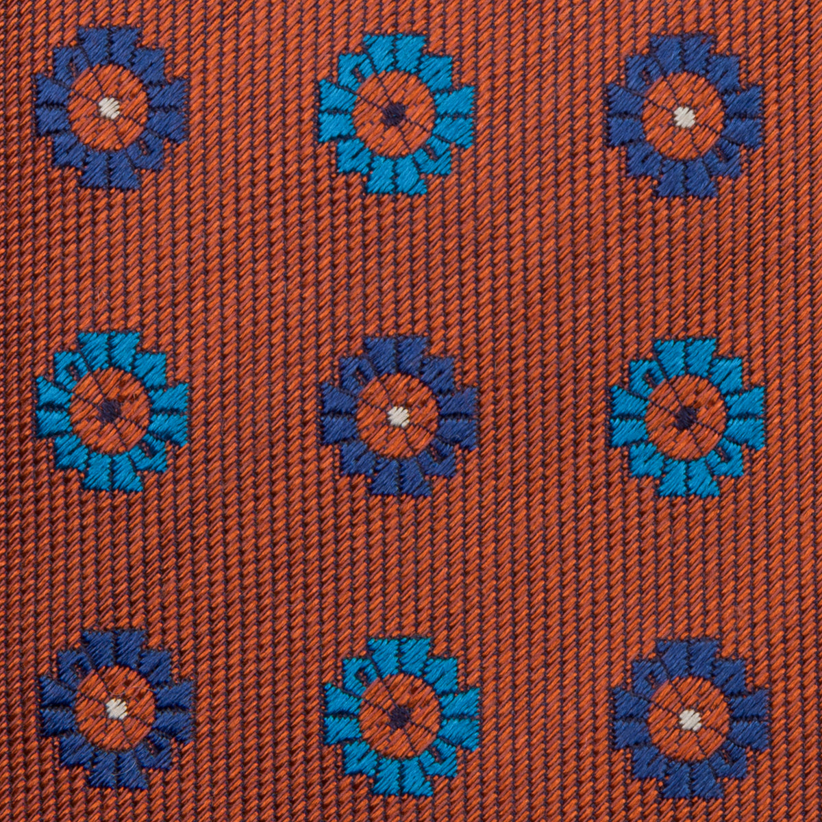 Floral Jacquard Silk Tie - Rust - Hand-Rolled