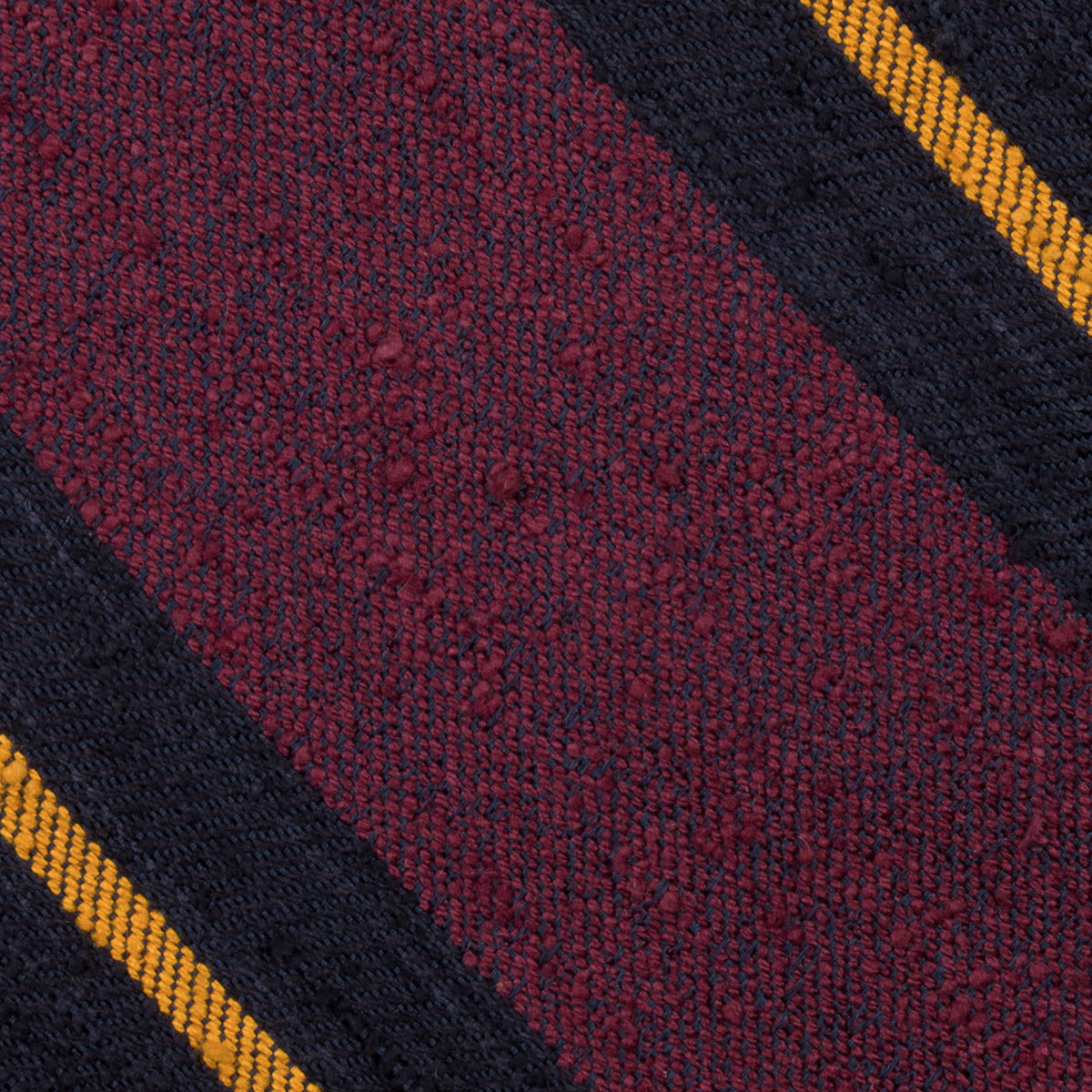 Striped Soft Shantung Silk Tie - Burgundy / Navy / Yellow