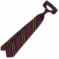 Striped Soft Shantung Silk Tie - Burgundy / Navy / Yellow