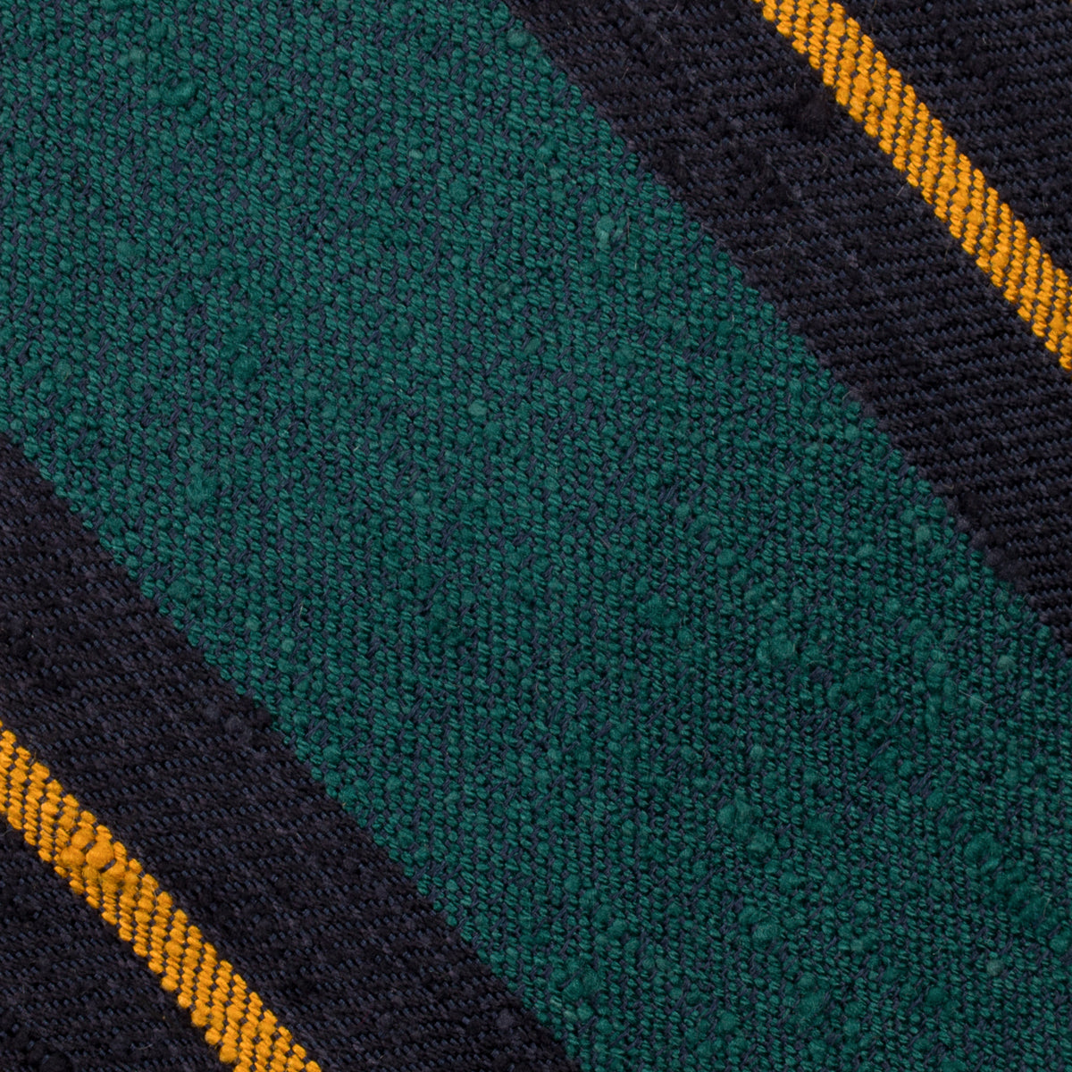Striped Soft Shantung Silk Tie - Forest / Navy / Yellow