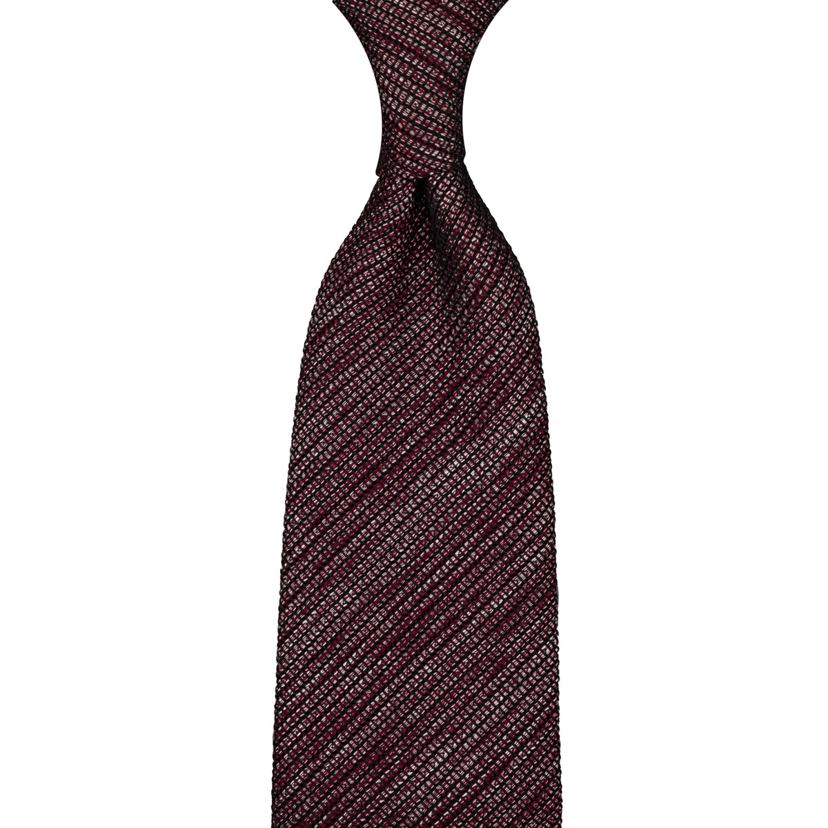 Kuska Handwoven Fina Grenadine Silk Tie  - Burgundy Mottled