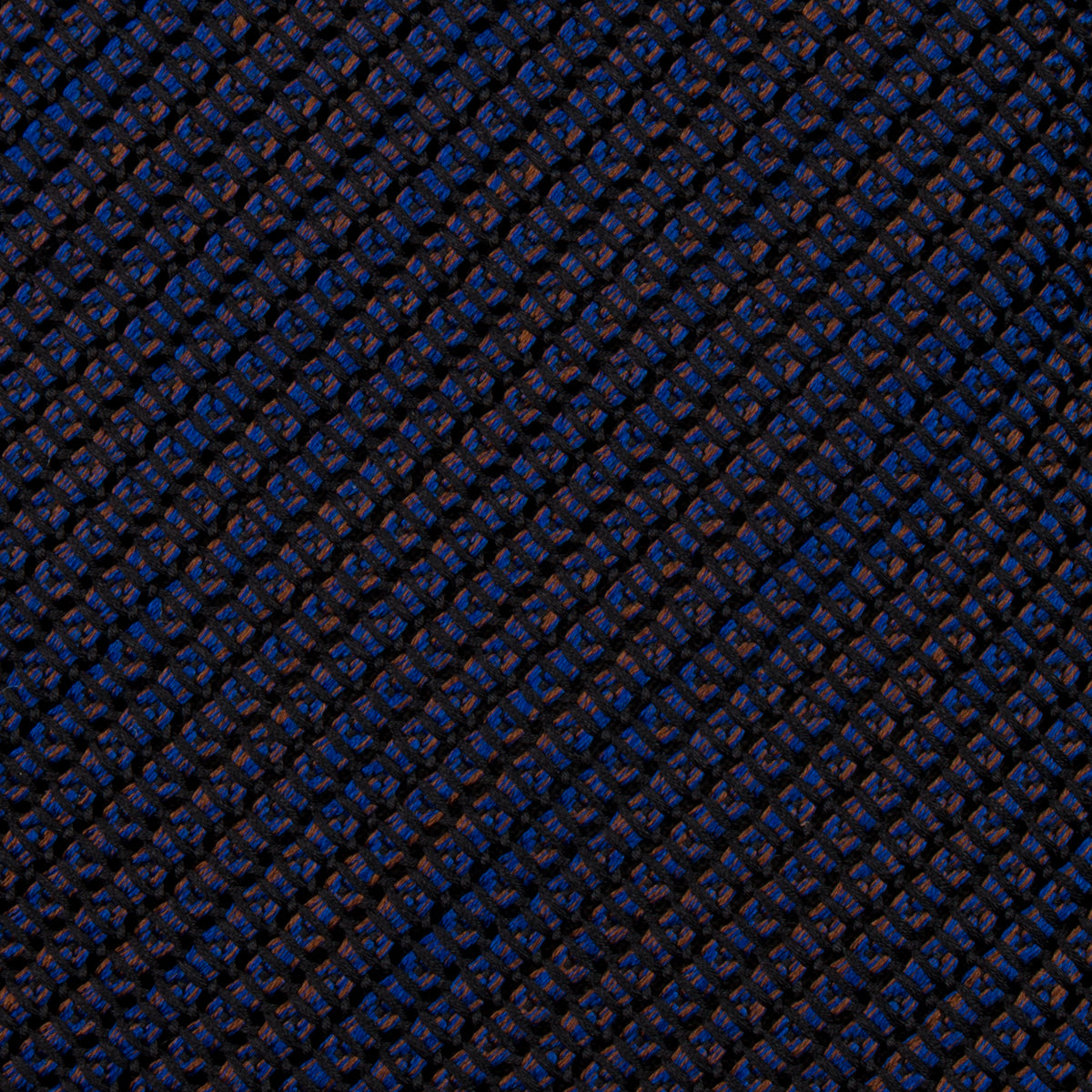 Kuska Handwoven Fina Grenadine Silk Tie  - Navy / Brown Mottled