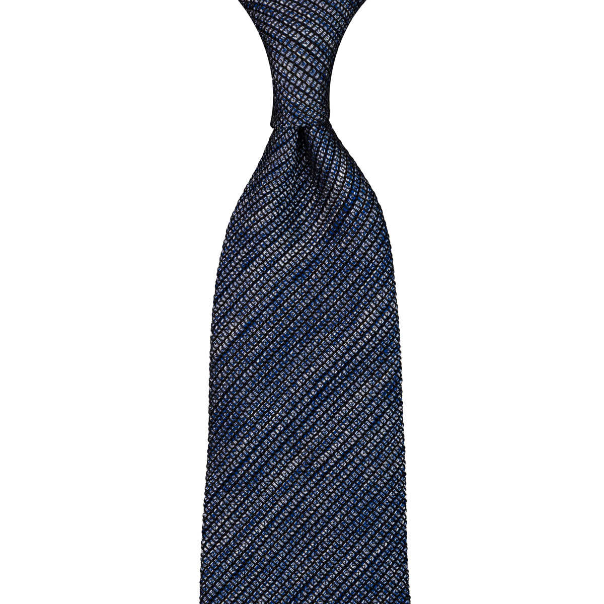 Kuska Handwoven Fina Grenadine Silk Tie  - Light Navy Mottled