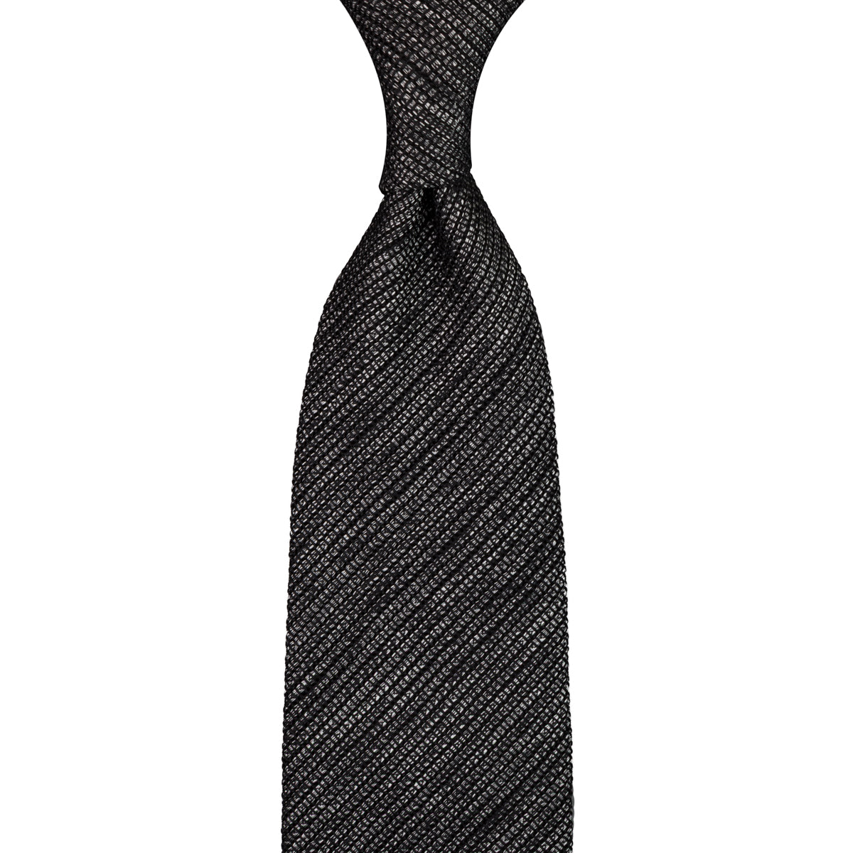 Kuska Handwoven Fina Grenadine Silk Tie  - Black Mottled