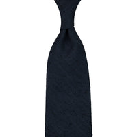 Big Herringbone Shantung Silk Tie - Navy