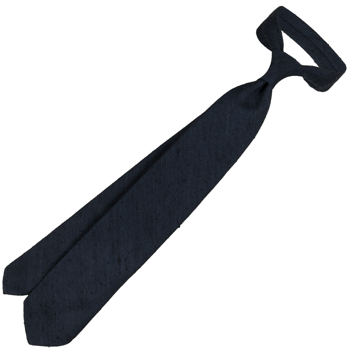 Big Herringbone Shantung Silk Tie - Navy