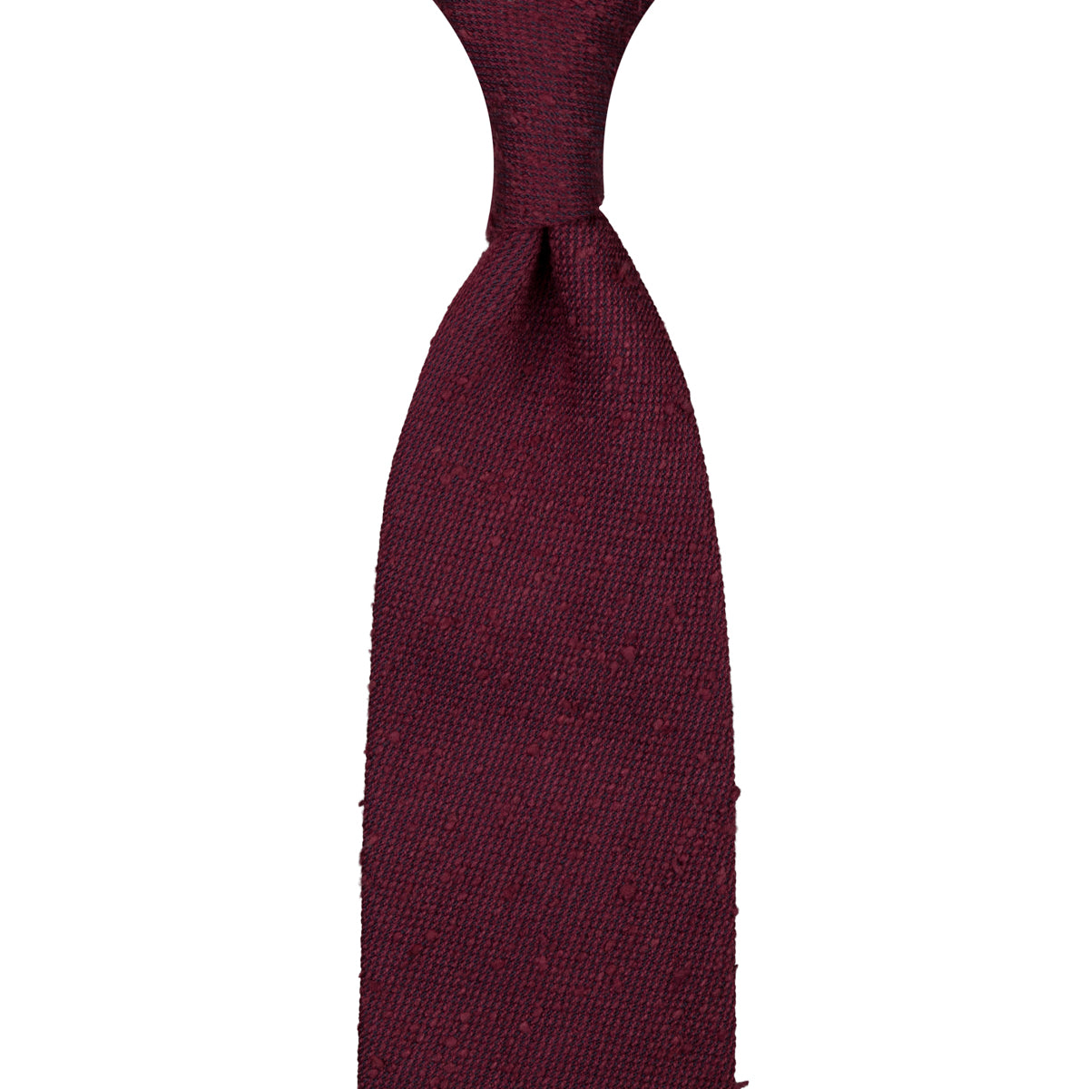 Big Twill Shantung Silk Tie - Burgundy - Hand-Rolled