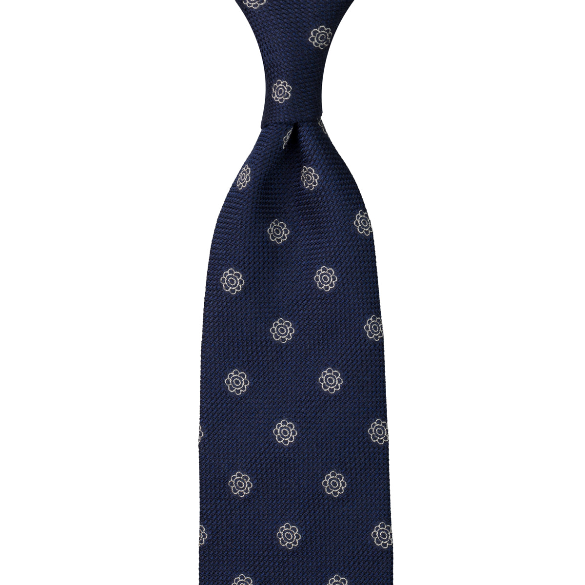 Shibumi-Flower Fina Grenadine Silk Tie - Navy