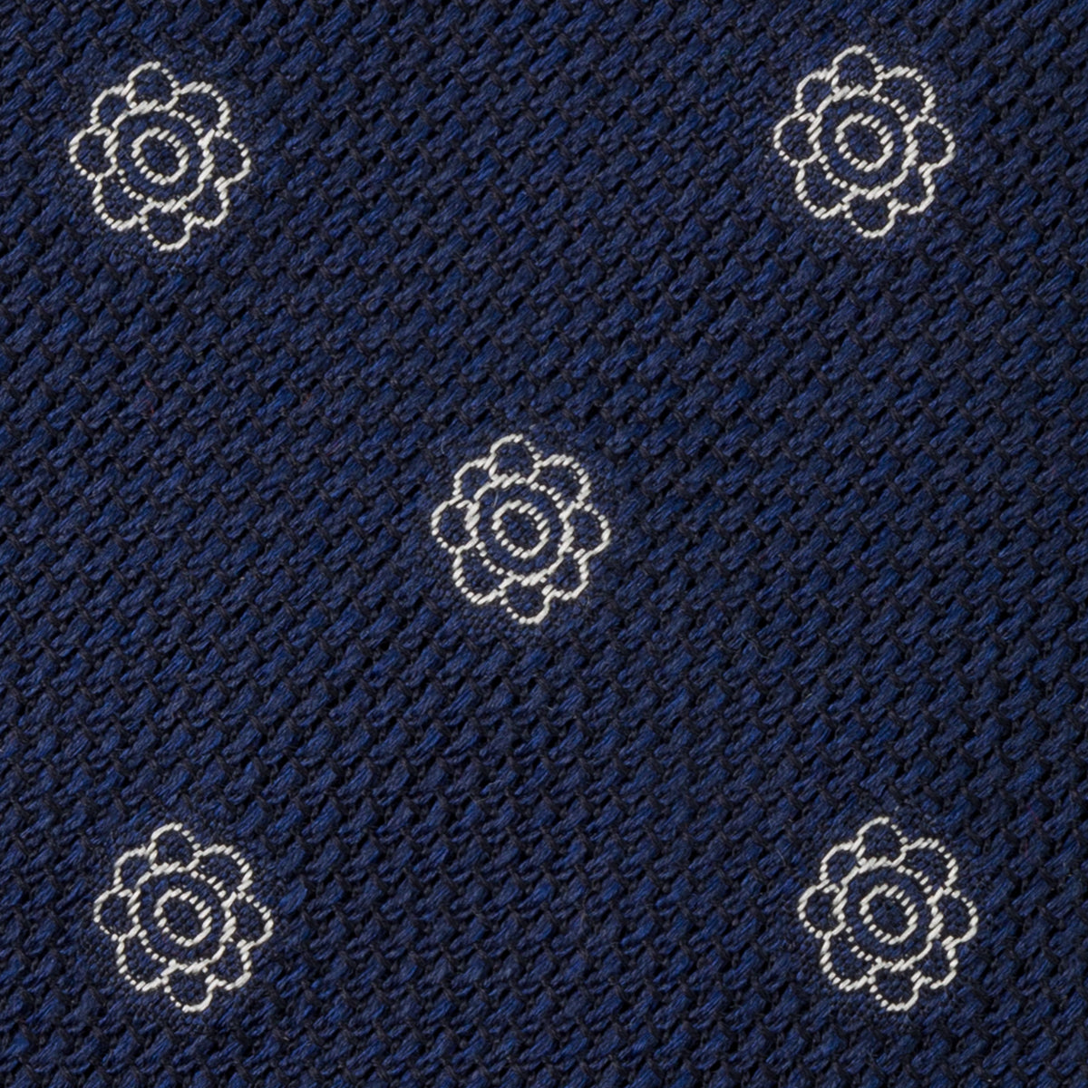 Shibumi-Flower Fina Grenadine Silk Tie - Navy