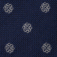 Shibumi-Flower Fina Grenadine Silk Tie - Navy