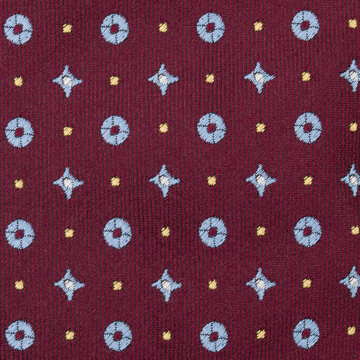 Floral Jacquard Silk Tie - Burgundy - Hand-Rolled