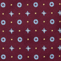 Floral Jacquard Silk Tie - Burgundy - Hand-Rolled