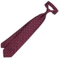 Floral Jacquard Silk Tie - Burgundy - Hand-Rolled