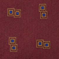 Geometrical Jacquard Silk Tie - Burgundy - Hand-Rolled