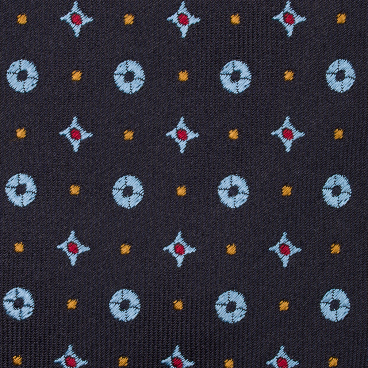 Floral Jacquard Silk Tie - Navy - Hand-Rolled