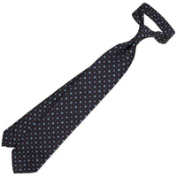 Floral Jacquard Silk Tie - Navy - Hand-Rolled