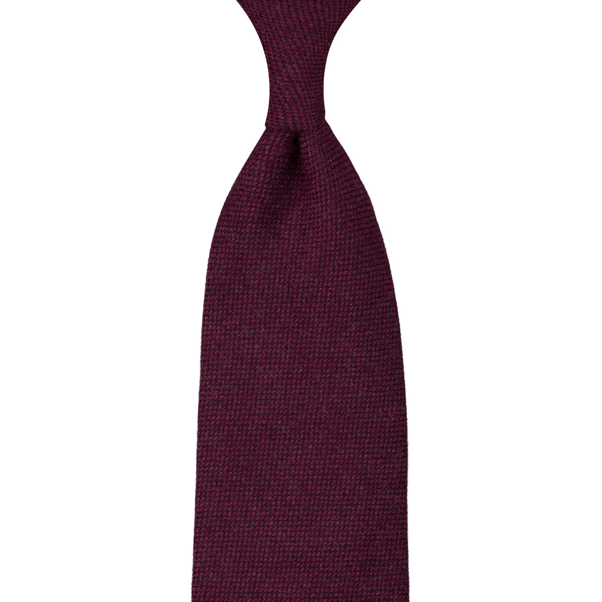 Plain Cashmere Tie - Burgundy - Hand-Rolled