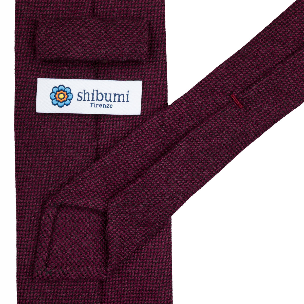 Plain Cashmere Tie - Burgundy - Hand-Rolled