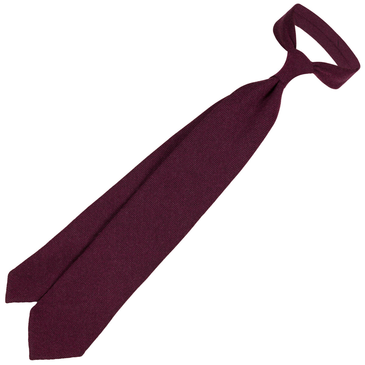Plain Cashmere Tie - Burgundy - Hand-Rolled