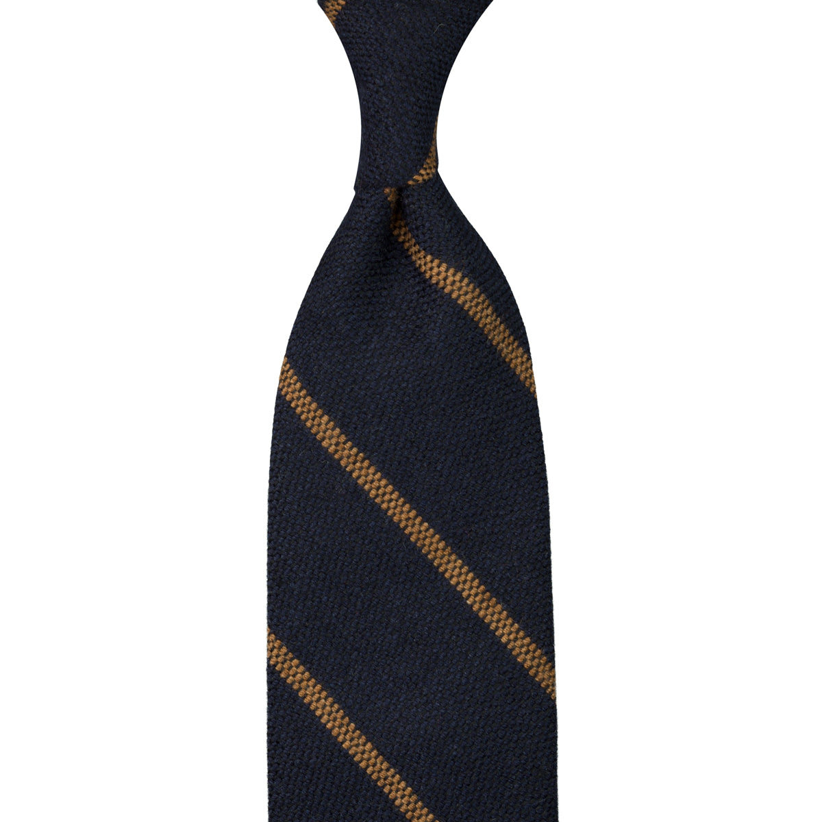 Striped Cashmere Tie - Navy - Hand-Rolled