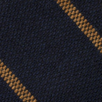 Striped Cashmere Tie - Navy - Hand-Rolled