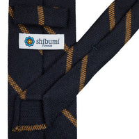 Striped Cashmere Tie - Navy - Hand-Rolled