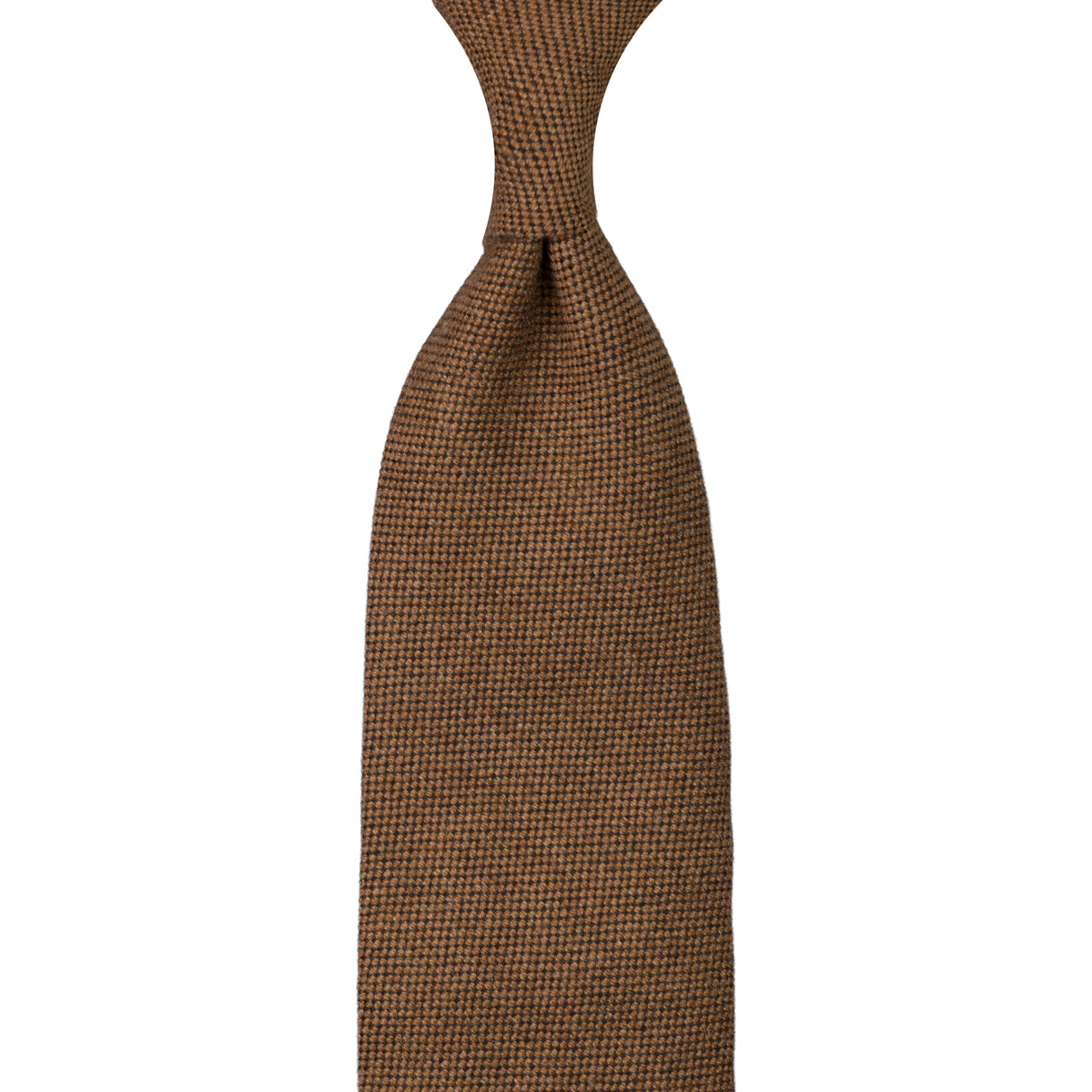 Plain Cashmere Tie - Camel - Hand-Rolled
