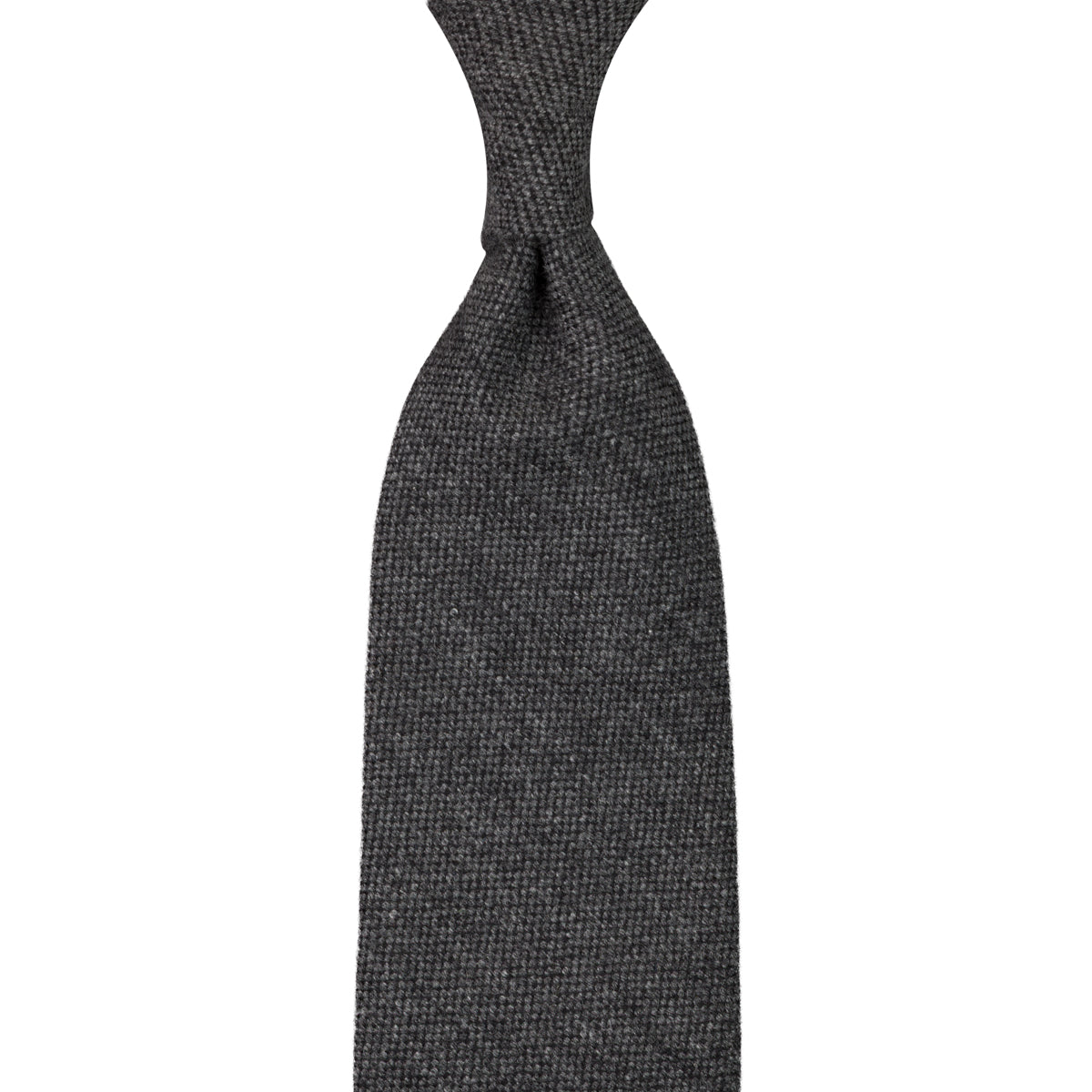 Plain Cashmere Tie - Charcoal - Hand-Rolled