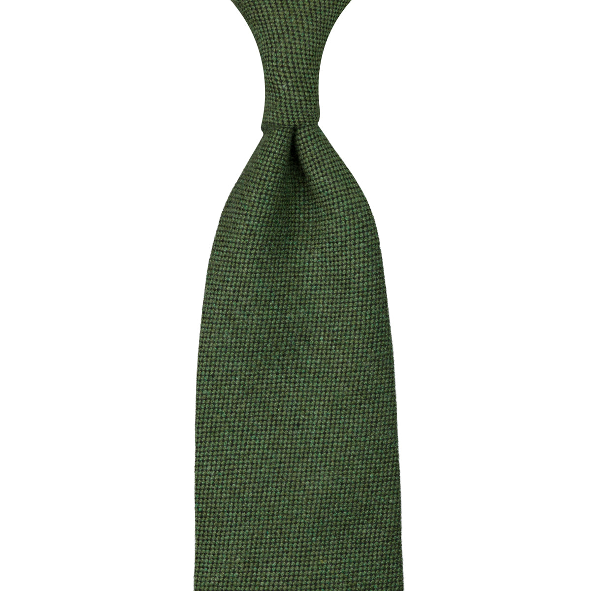 Plain Cashmere Tie - Moss Green - Hand-Rolled