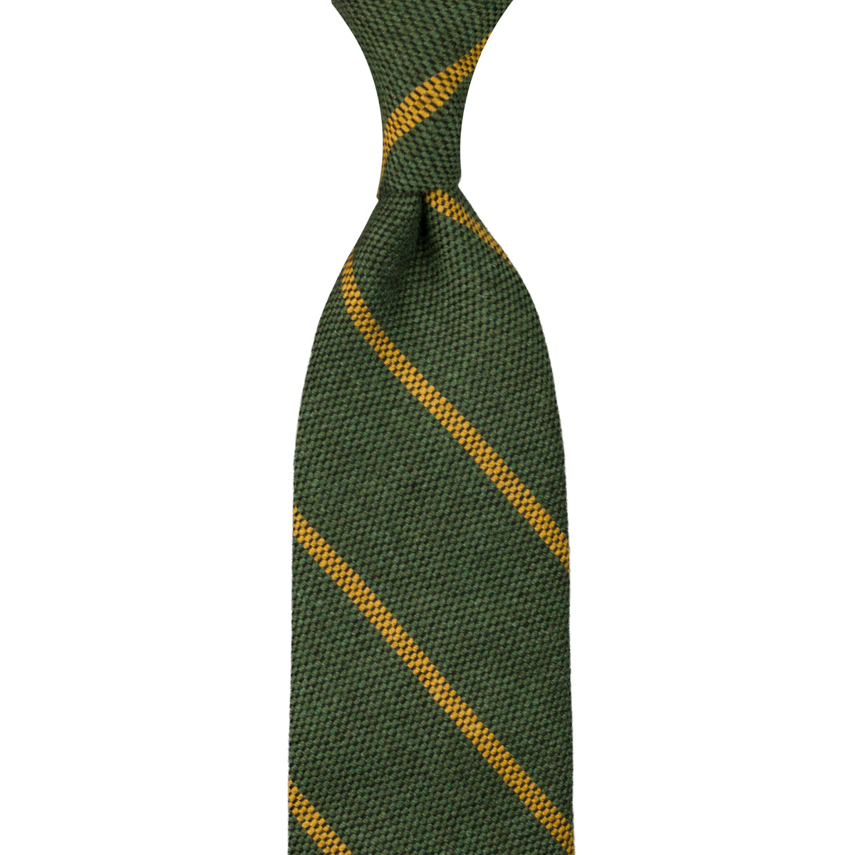 Striped Cashmere Tie - Moss Green - Hand-Rolled