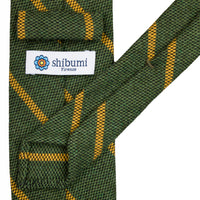 Striped Cashmere Tie - Moss Green - Hand-Rolled