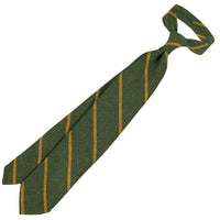 Striped Cashmere Tie - Moss Green - Hand-Rolled
