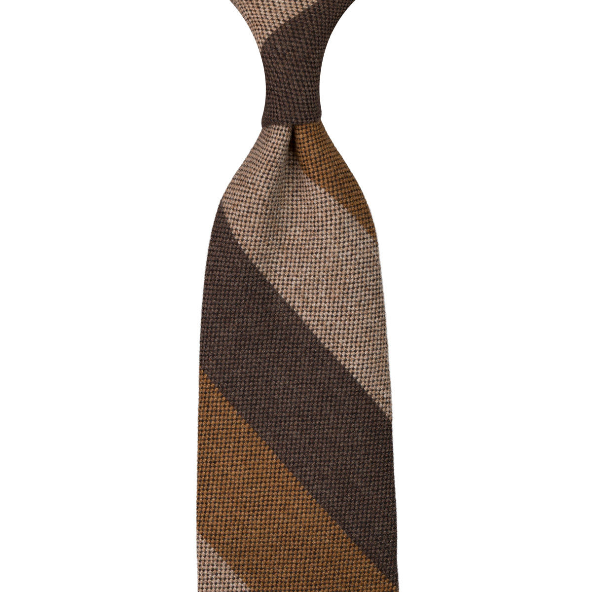 Striped Cashmere Tie - Brown / Copper / Beige