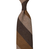 Striped Cashmere Tie - Brown / Copper / Beige