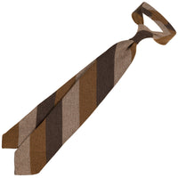 Striped Cashmere Tie - Brown / Copper / Beige