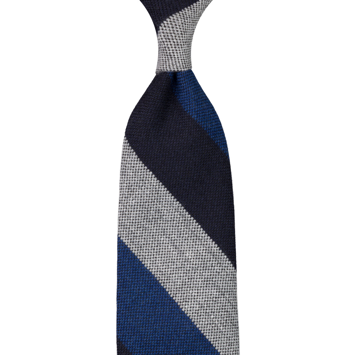 Striped Cashmere Tie - Navy / Blue / White