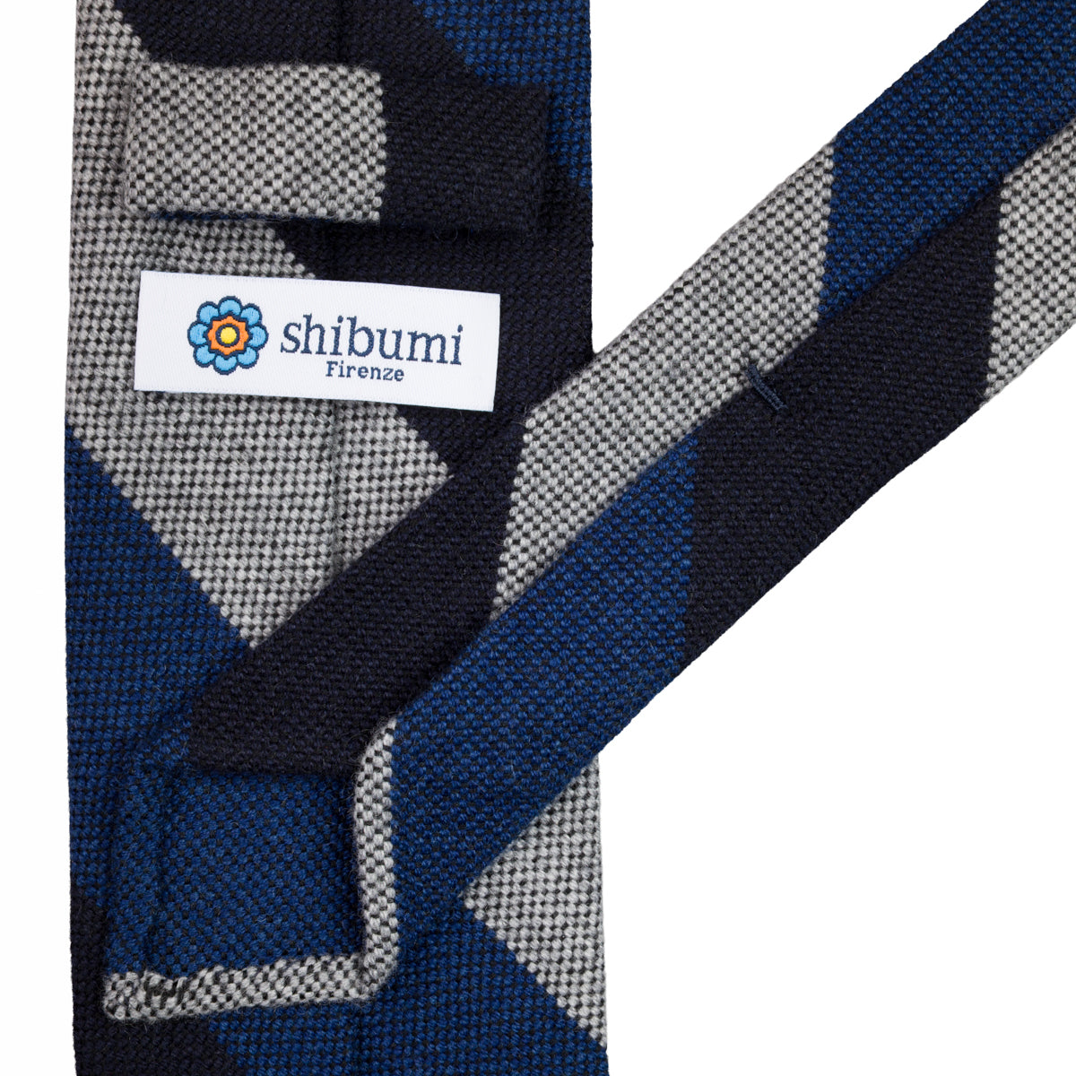 Striped Cashmere Tie - Navy / Blue / White