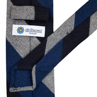 Striped Cashmere Tie - Navy / Blue / White